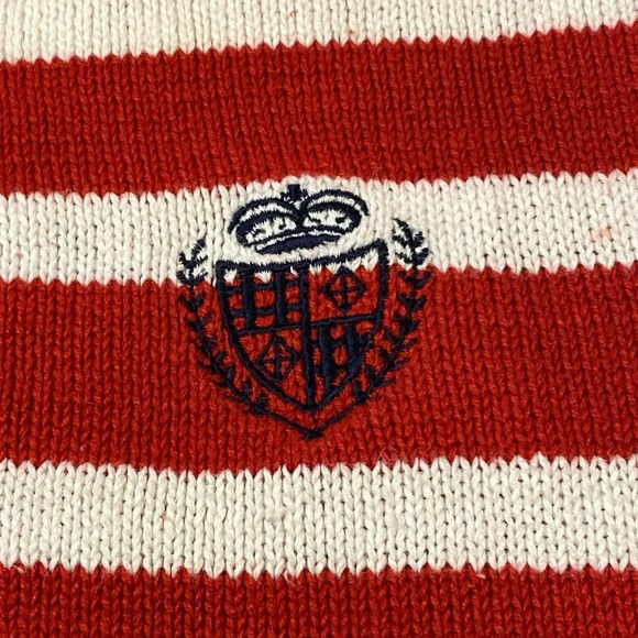 Vintage Studio HQ knit Cardigan with Red & White Stripes Navy Blue Trim - Picture 3 of 10